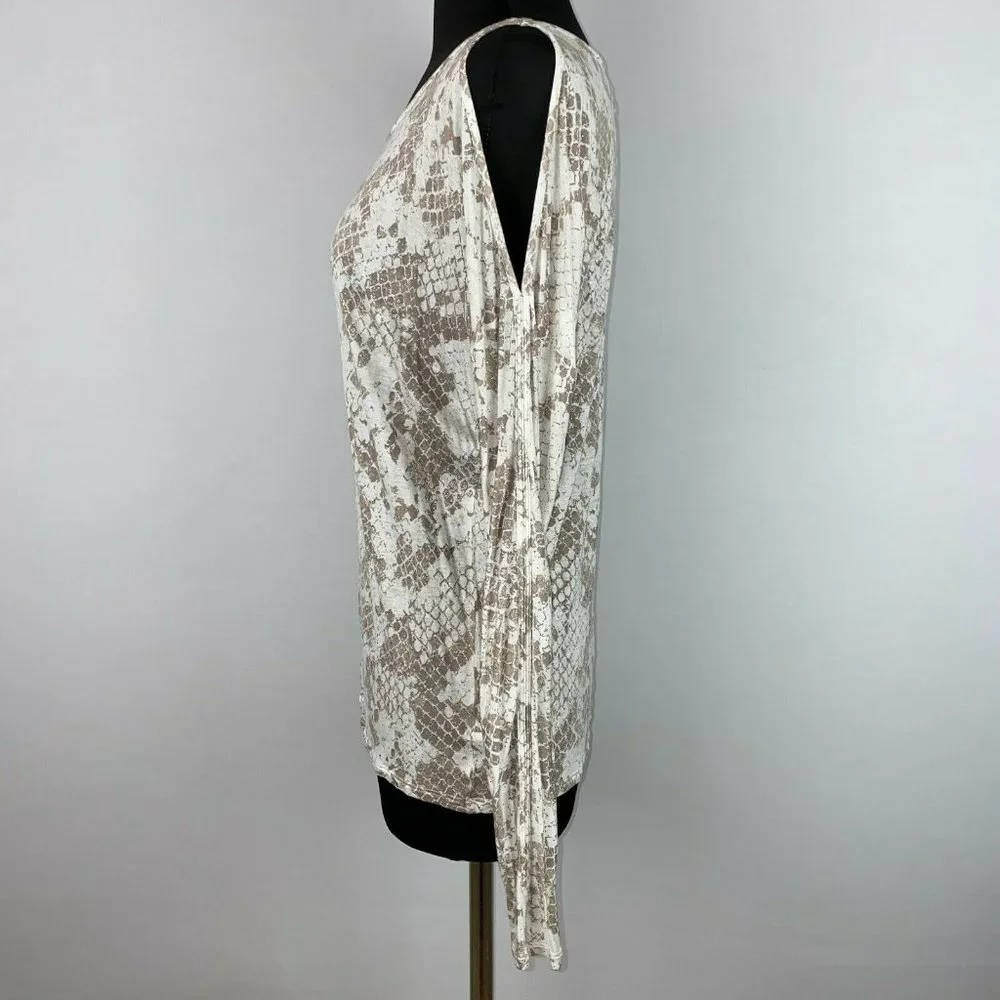 Express M Patterned Gold Accents Top Cold Shoulder Dolman Like Sleeves - Picture 4 of 12